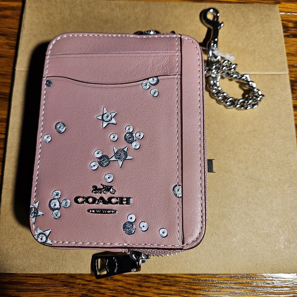 Coach Zip Card Case With Star Print with Giftbox NWT - Picture 3 of 5
